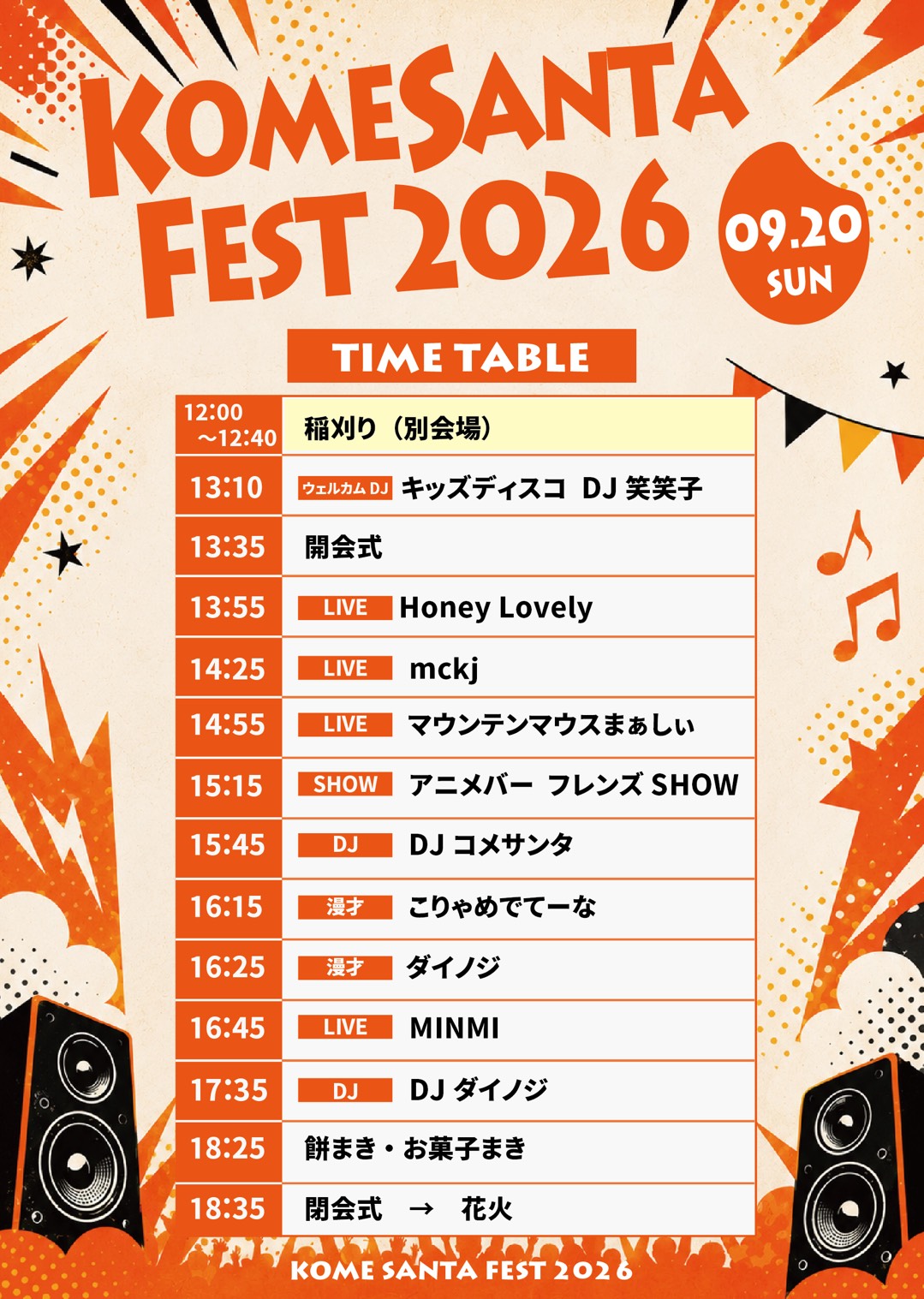 イベントのタイムテーブル
